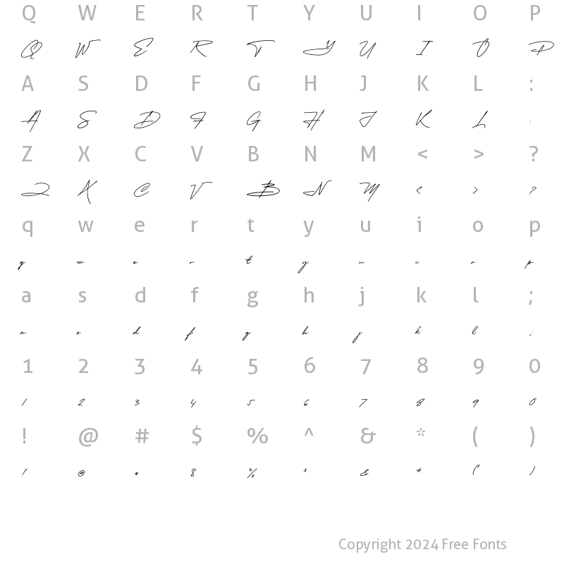 Character Map of Holimount Regular