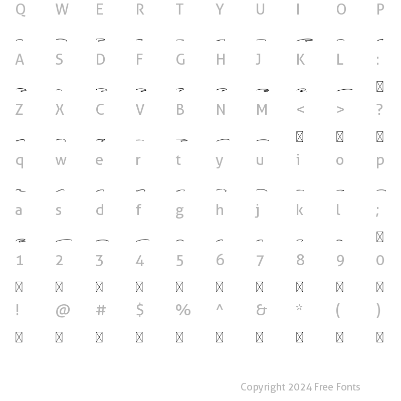 Character Map of Holingston Clean Swash