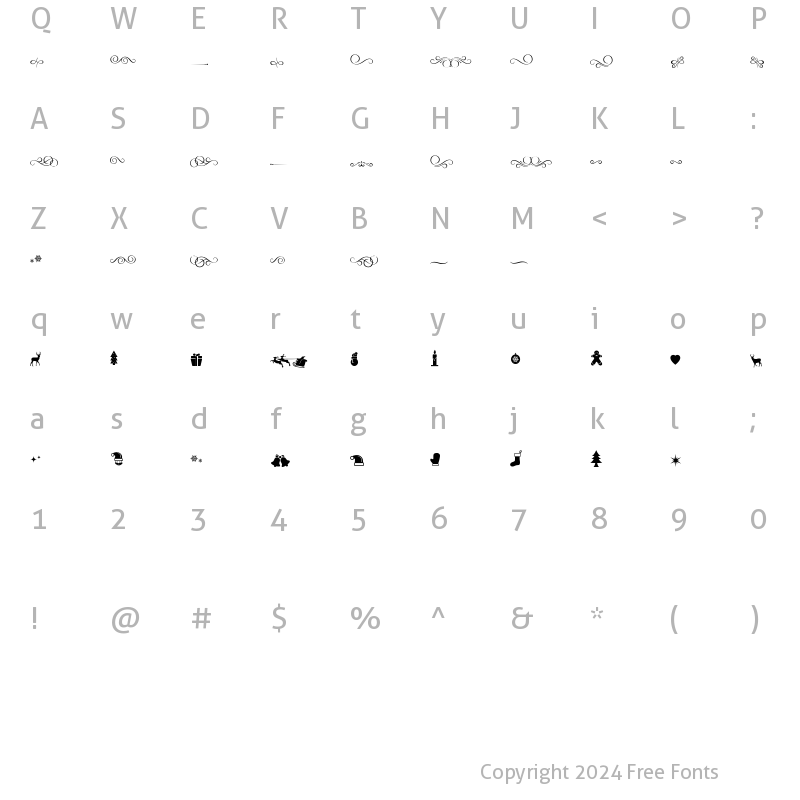 Character Map of Holistya Extras Regular