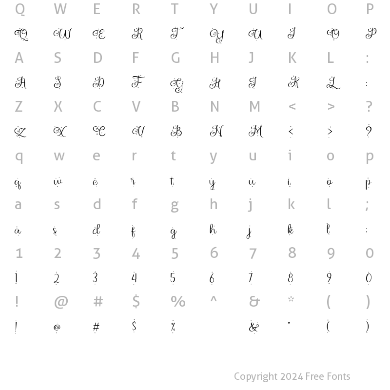 Character Map of Holistya Snow Regular