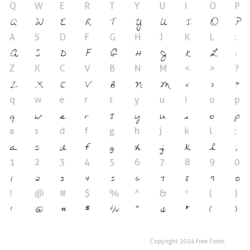 Character Map of Holitas Regular