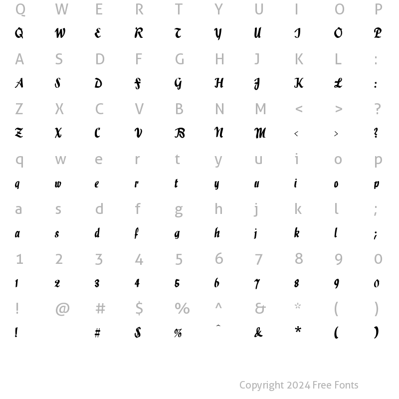 Character Map of Holla Regular