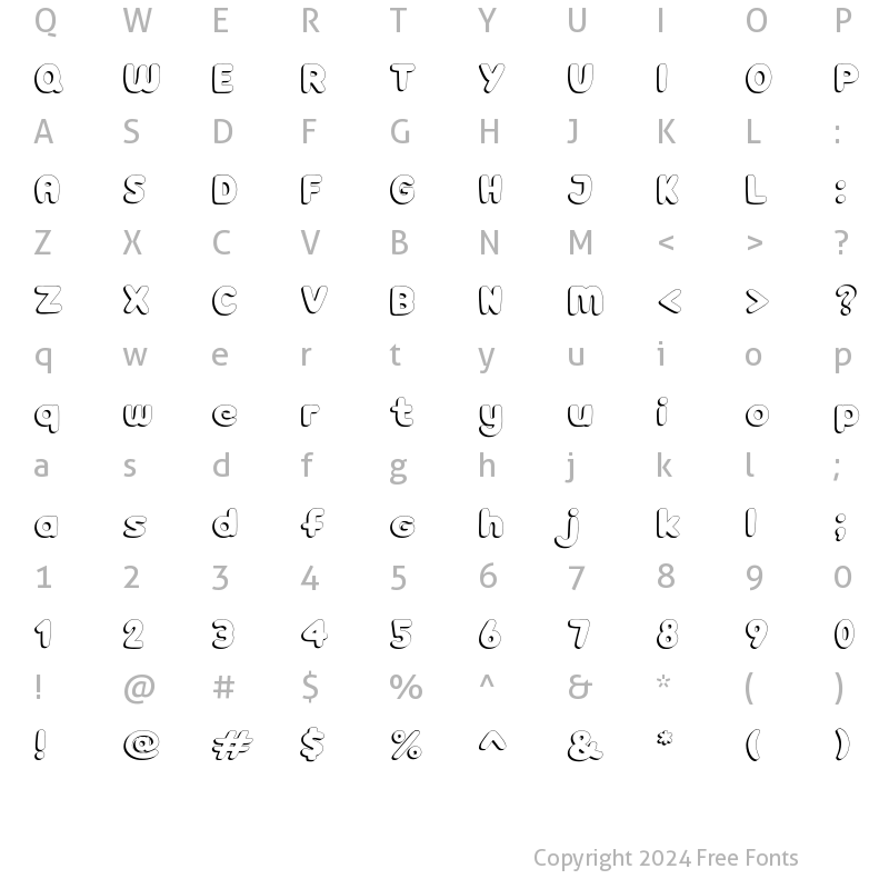 Character Map of HollaBear 3D