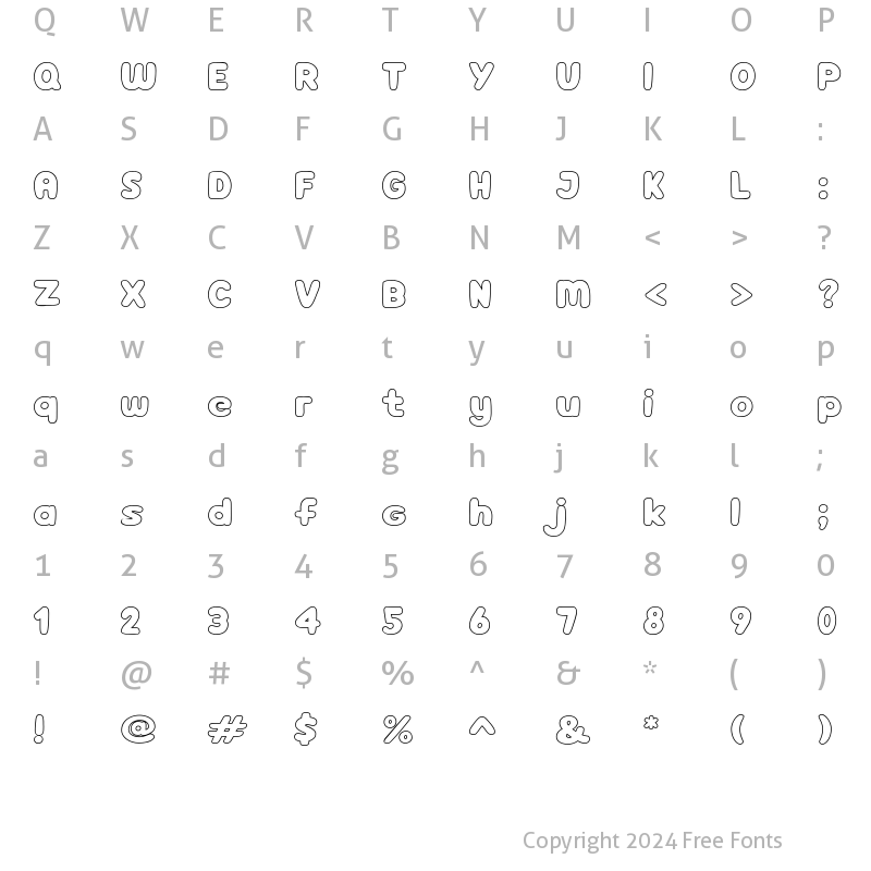 Character Map of HollaBear Outline