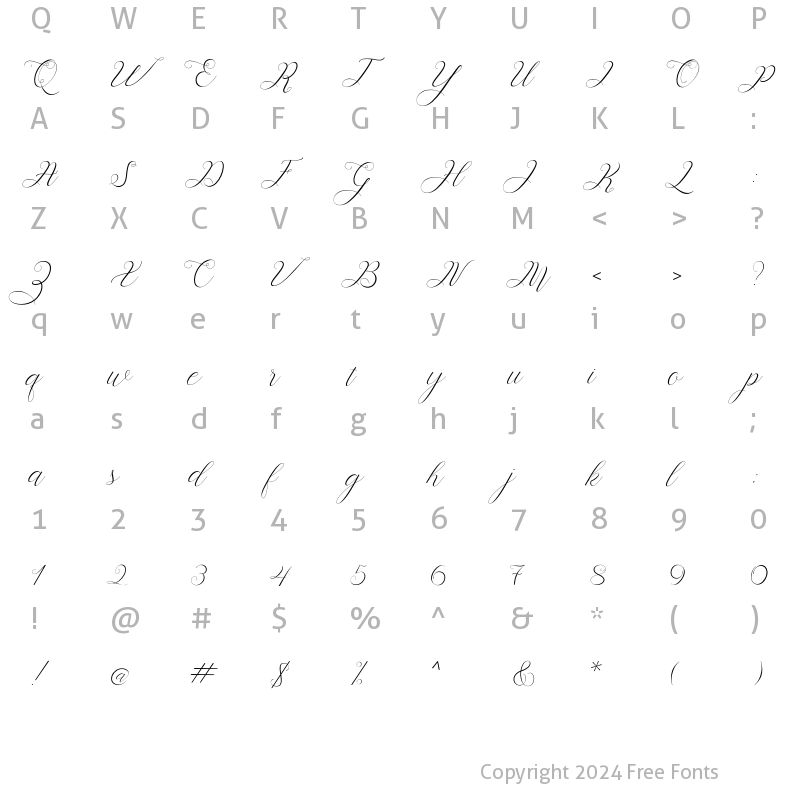 Character Map of Holland Script Regular