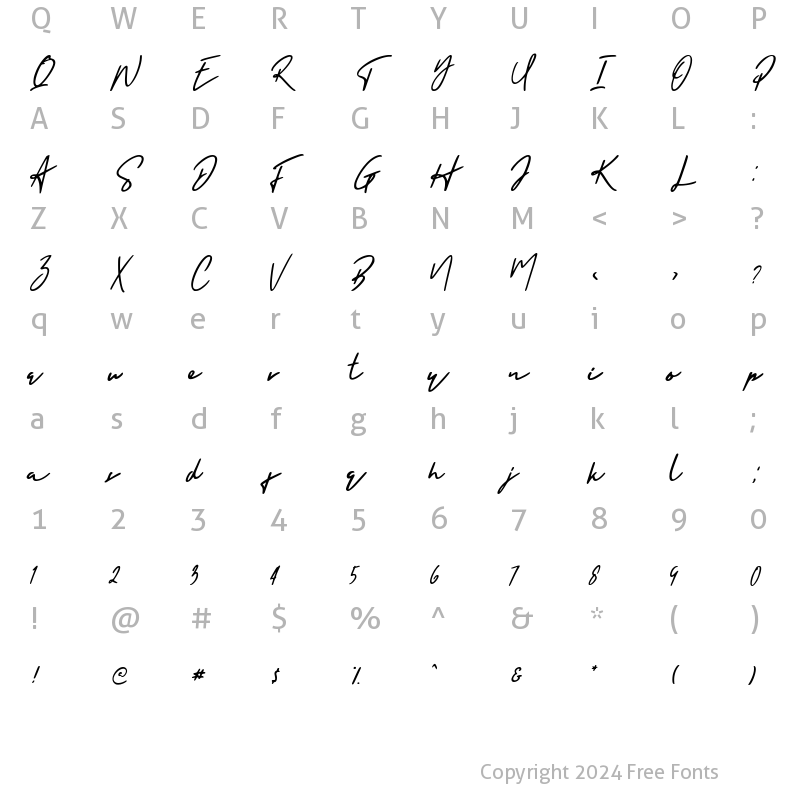 Character Map of Holligate Signature Regular