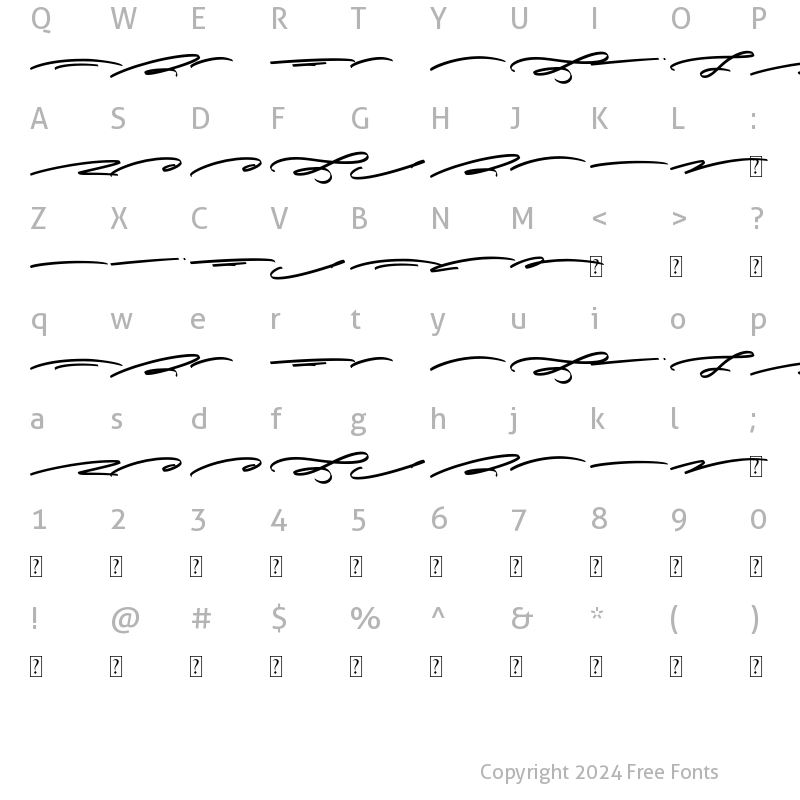 Character Map of Hollow City Swash Regular