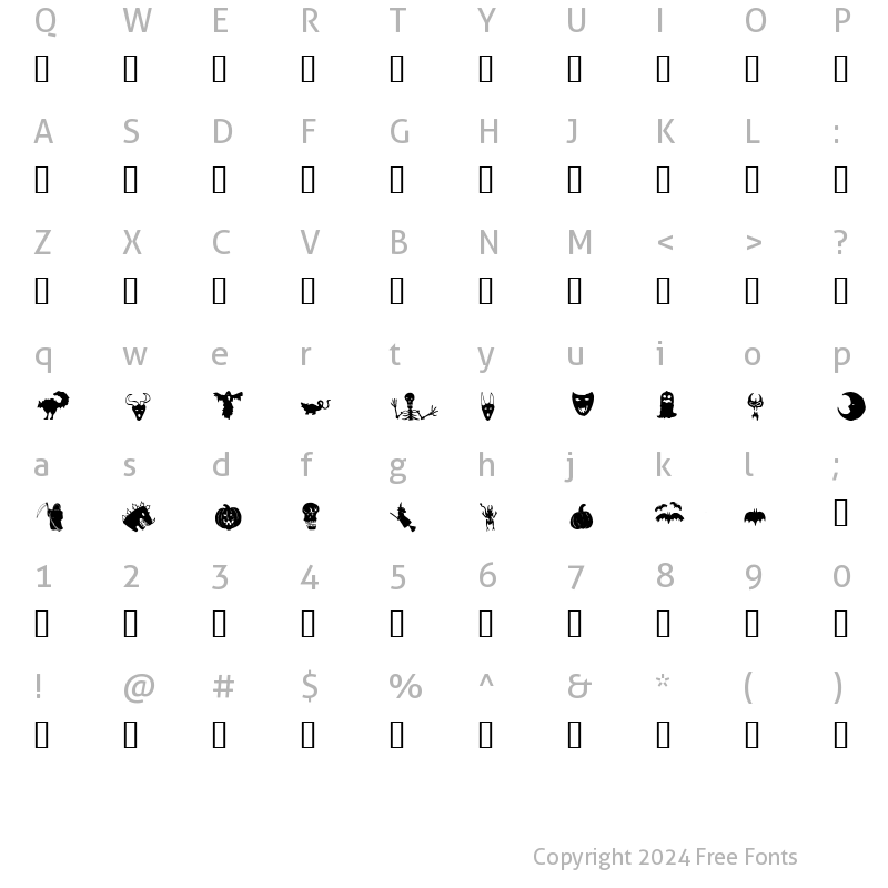 Character Map of HollowWeenie Bats Regular