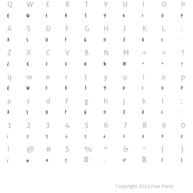 Character Map of Holly Days Caps