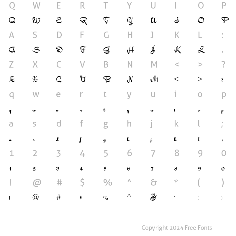 Character Map of Holly Script Regular