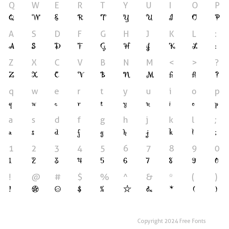 Character Map of Hollyweird LET Plain