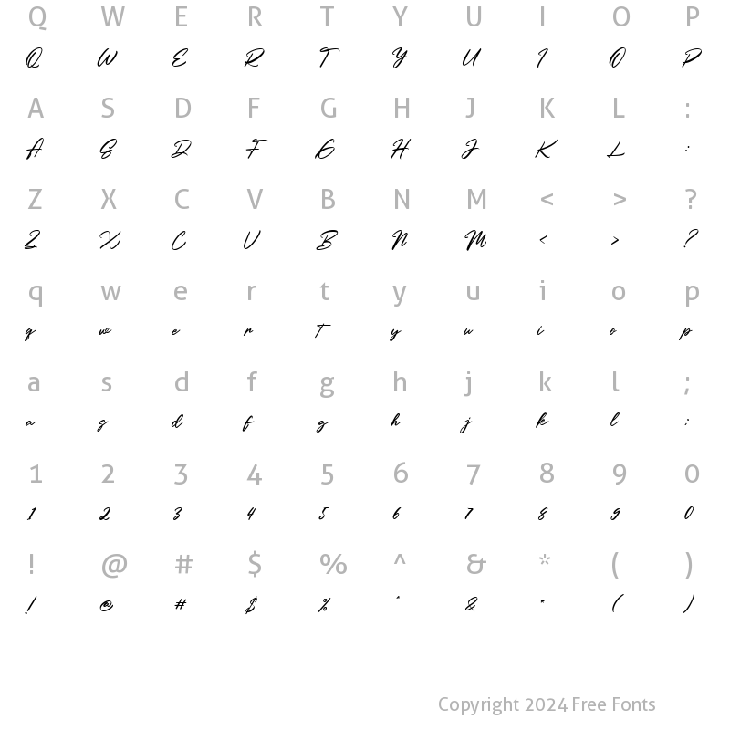 Character Map of HollyWings Regular