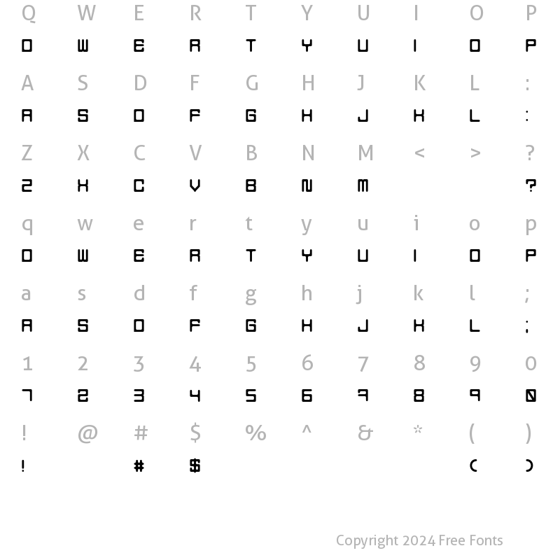 Character Map of Holodeck5 Regular