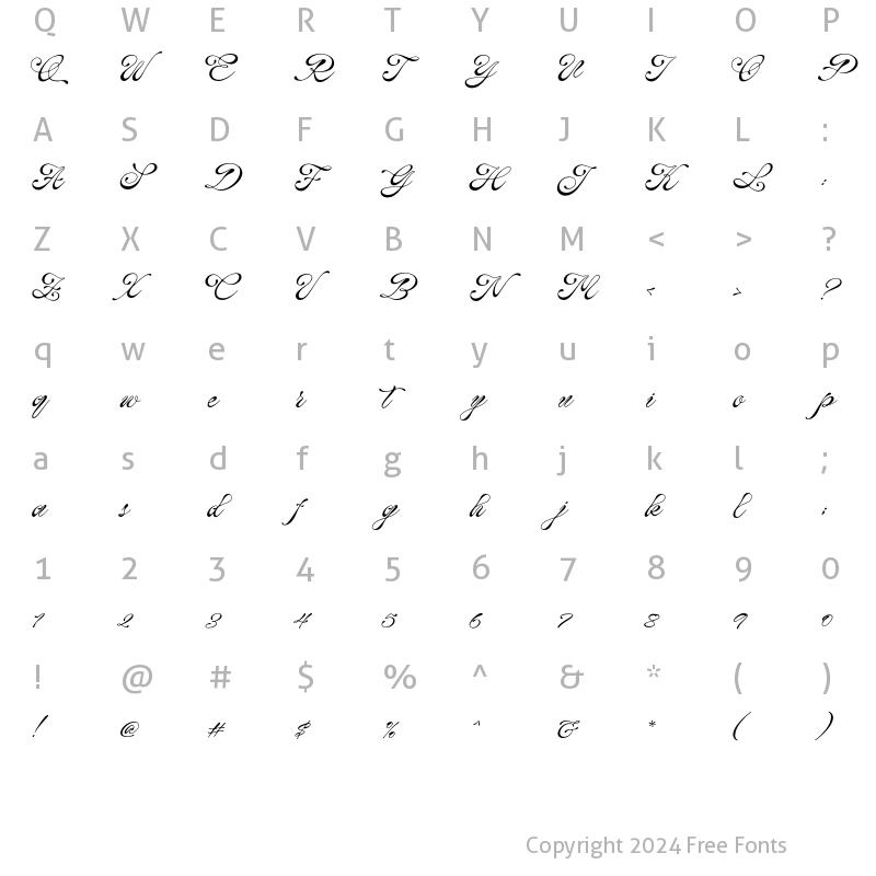 Character Map of Holy Mary Regular