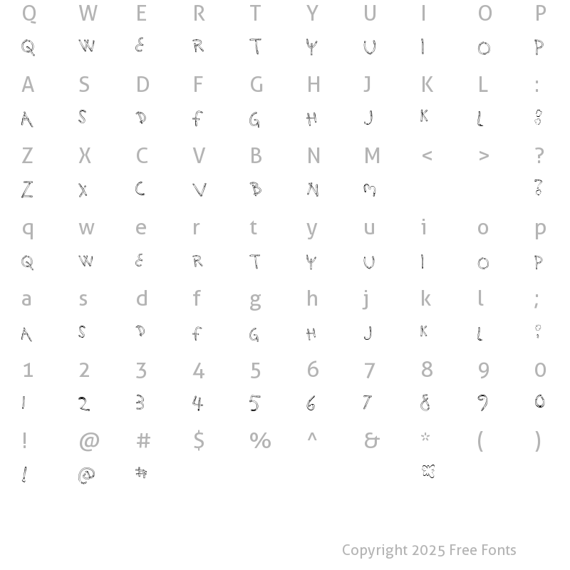 Character Map of Holy Smokes Regular