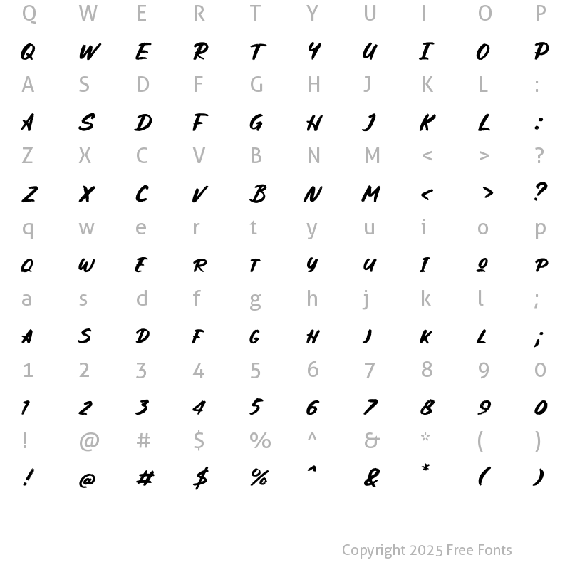 Character Map of Holygrave Regular