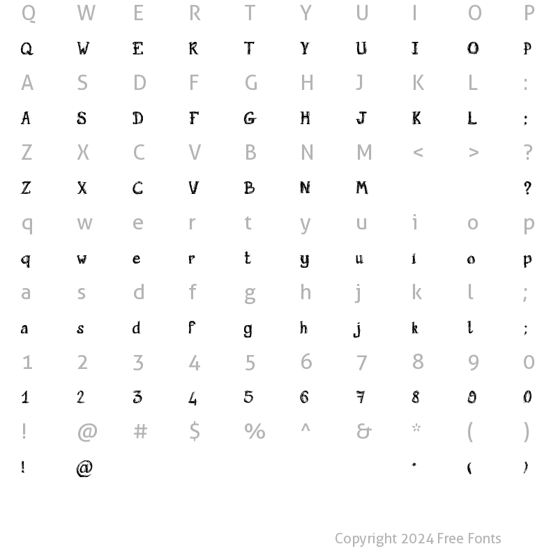 Character Map of Holyrose Sale Regular