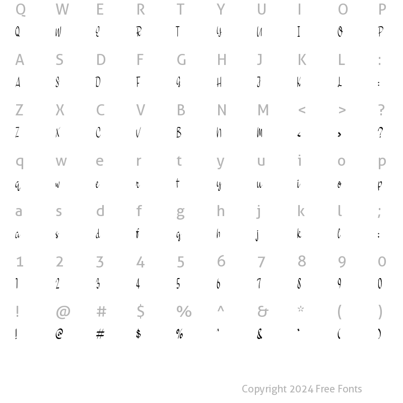 Character Map of Home Snow Regular