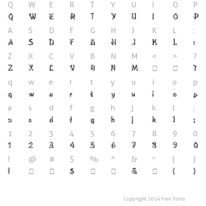 Character Map of Homeboy Display SSi Regular