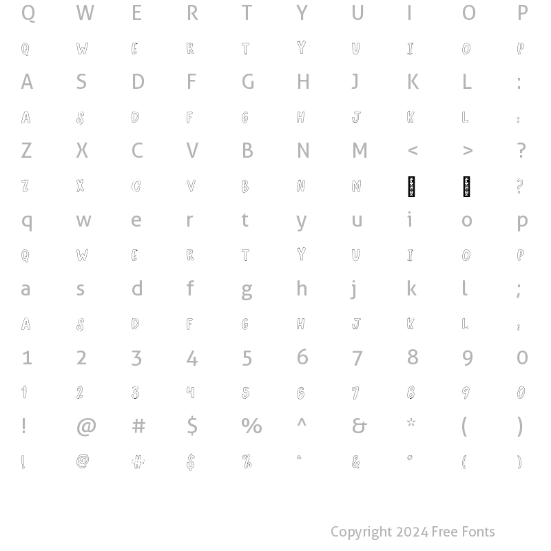 Character Map of Homebrewer Outline Regular