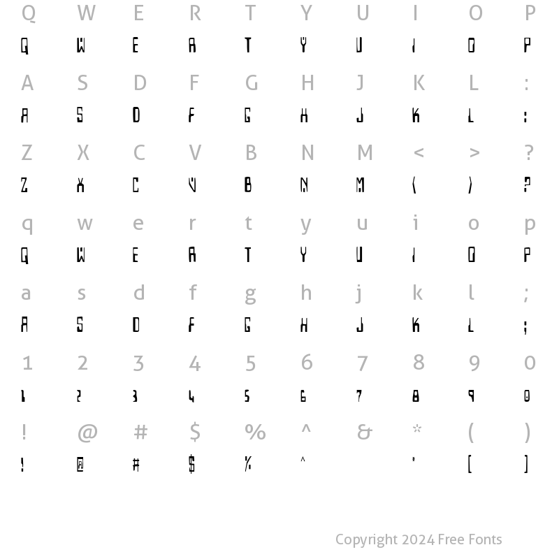 Character Map of Homemade Robot Condensed Condensed