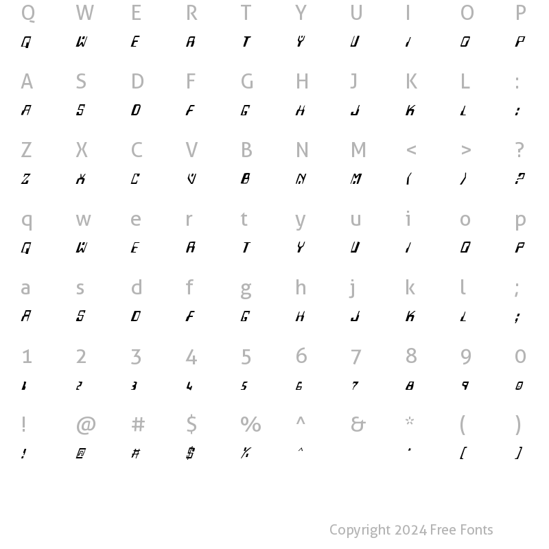 Character Map of Homemade Robot Italic Italic