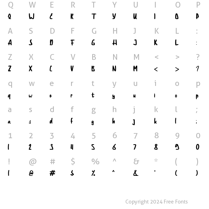 Character Map of Hometon Bold Bold