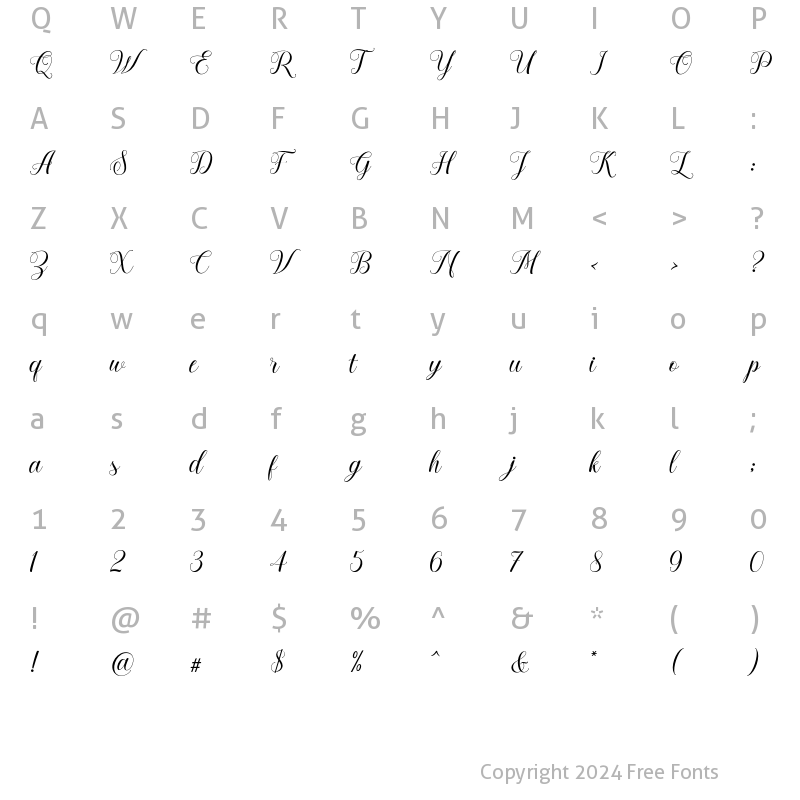 Character Map of Hometona Script Regular