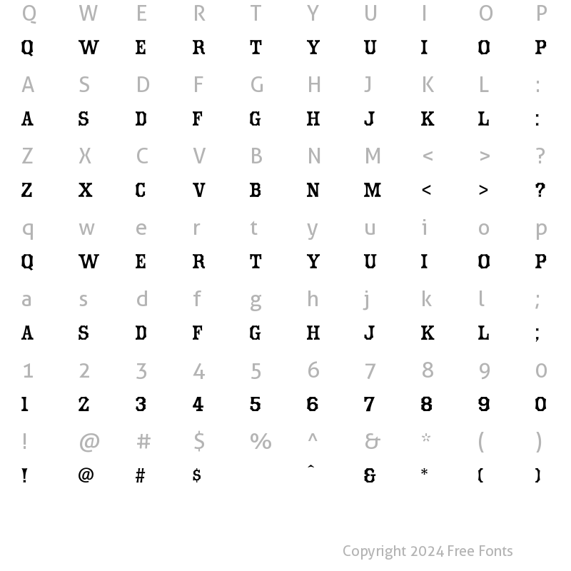 Character Map of Hometown Regular