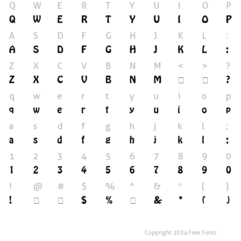 Character Map of HomewardBound Regular