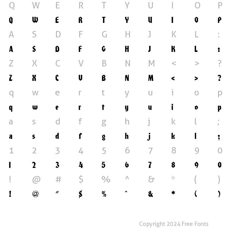 Character Map of Honcho Regular