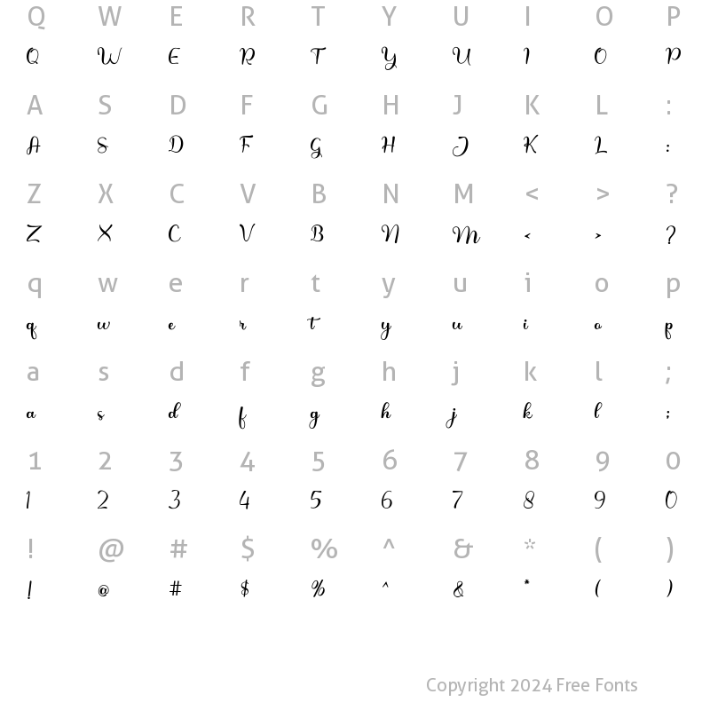 Character Map of Honey Batter Regular