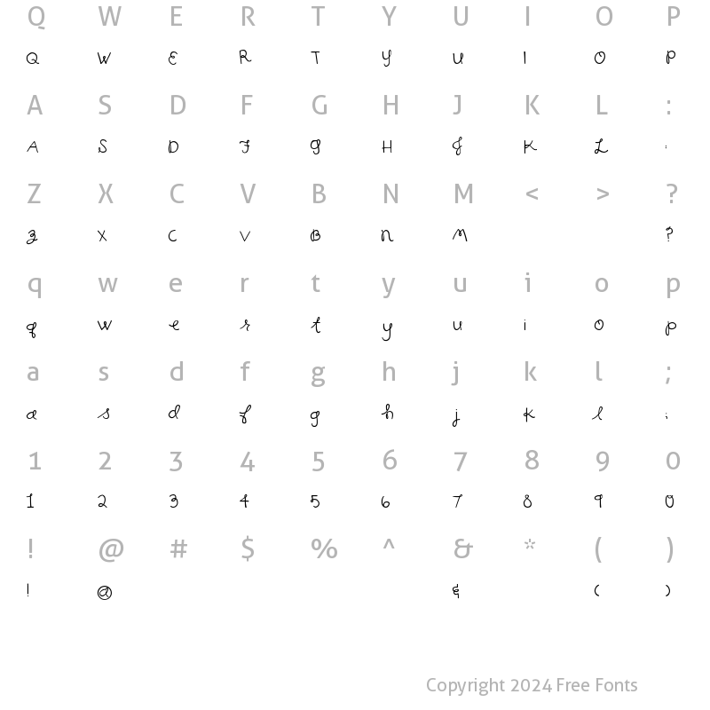 Character Map of Honey Bunches Regular