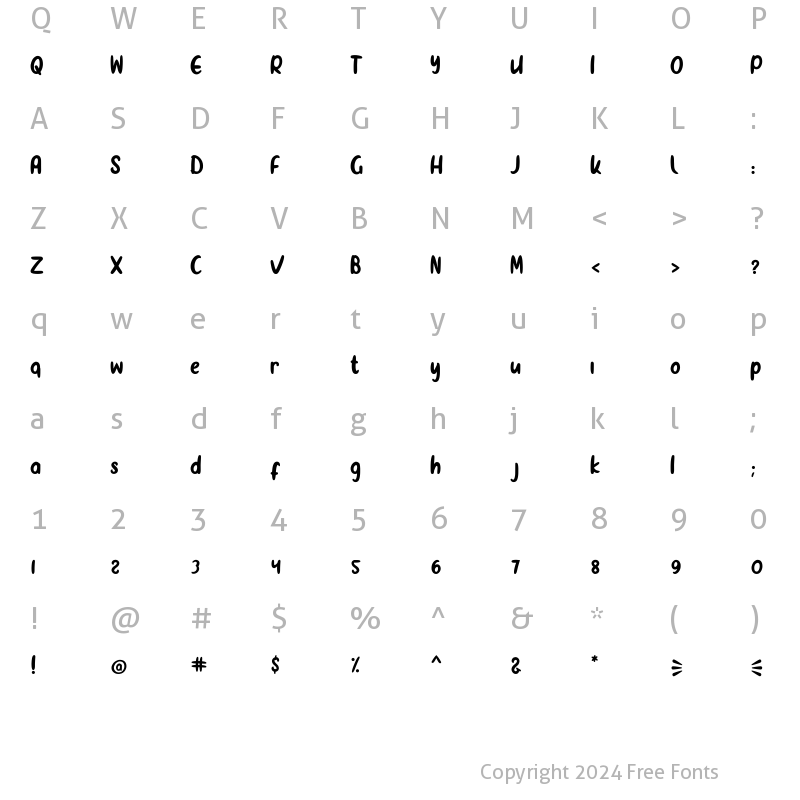 Character Map of Honey Cute Regular