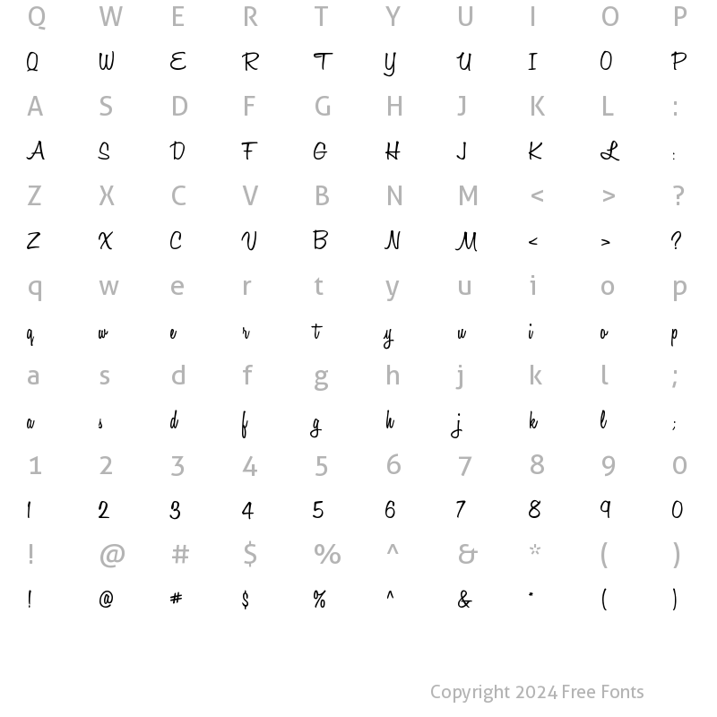 Character Map of Honey Script SemiBold