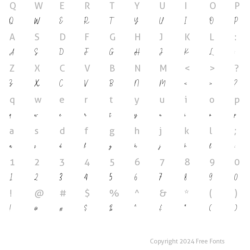 Character Map of Honey Waffles Script Regular