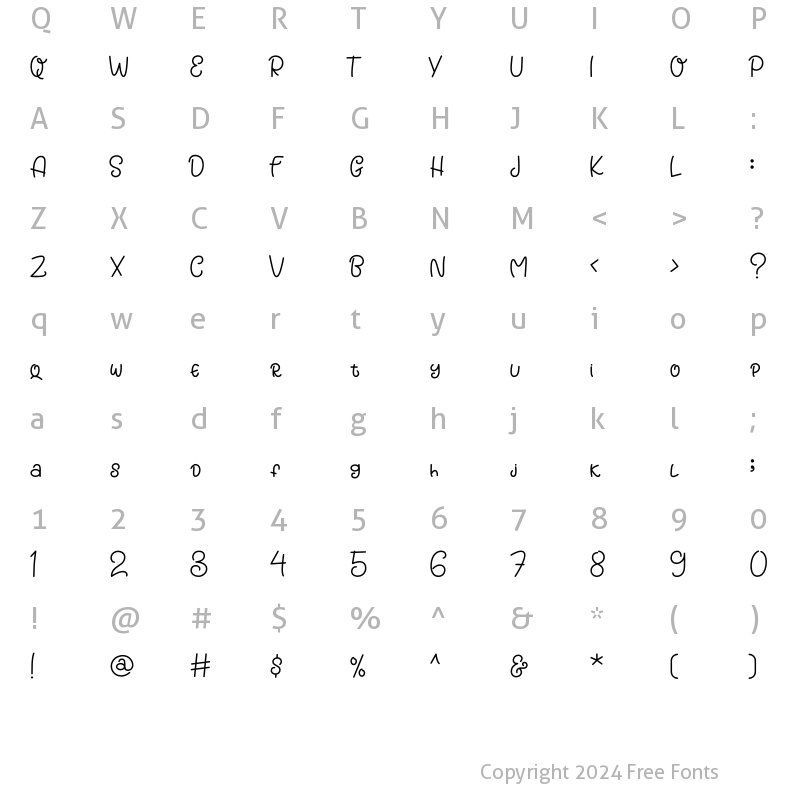 Character Map of Honeyberry Regular