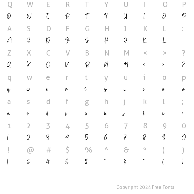 Character Map of Honilley Regular