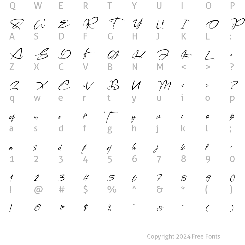 Character Map of Honnitta Italic