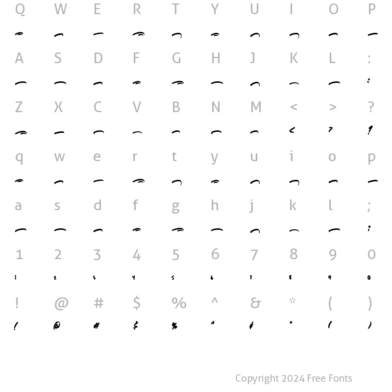 Character Map of Honorable Swash