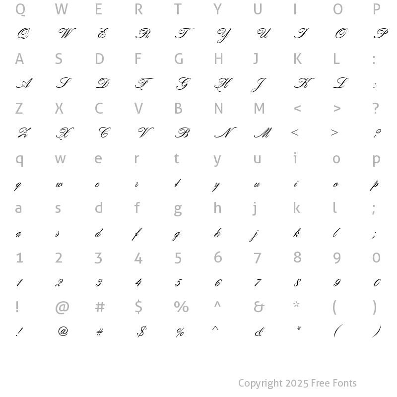 Character Map of Honour ScriptSSI Regular