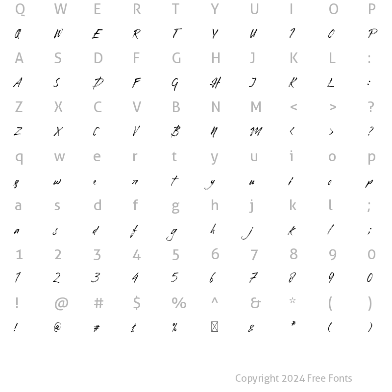 Character Map of Honuzima Regular