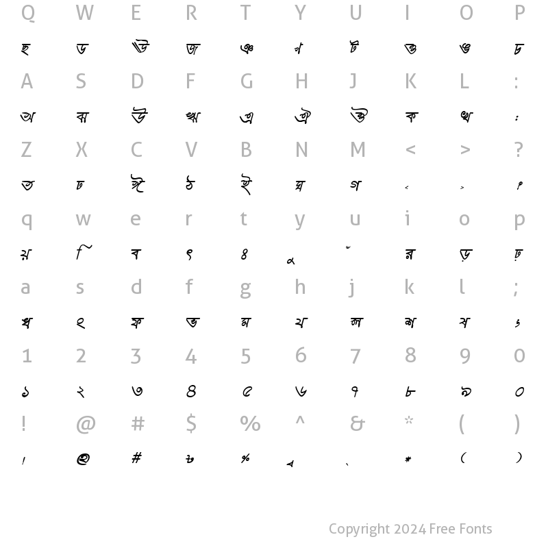 Character Map of HooglyMJ Italic