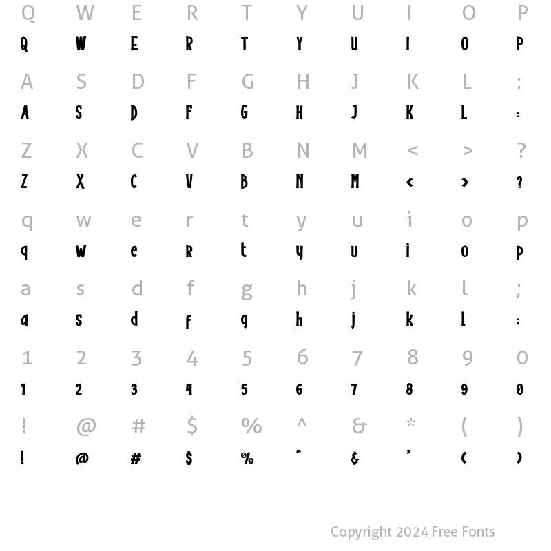 Character Map of Hooked Typeface Regular
