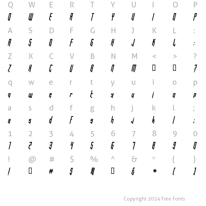 Character Map of Hooked Up 101 Regular