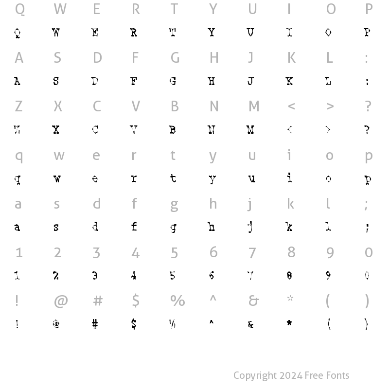 Character Map of Hooker Lee Regular