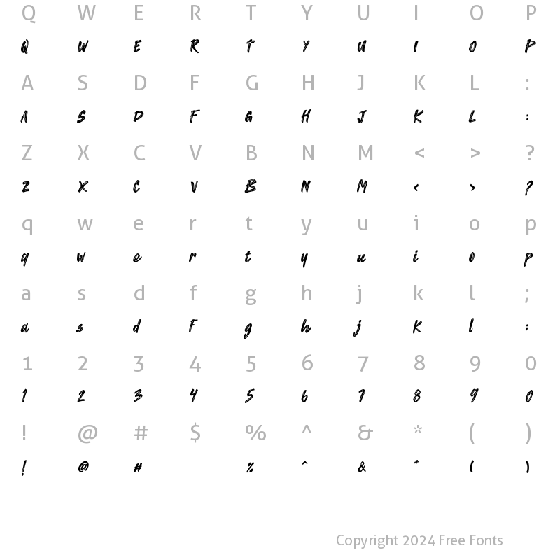 Character Map of HOOKER Regular