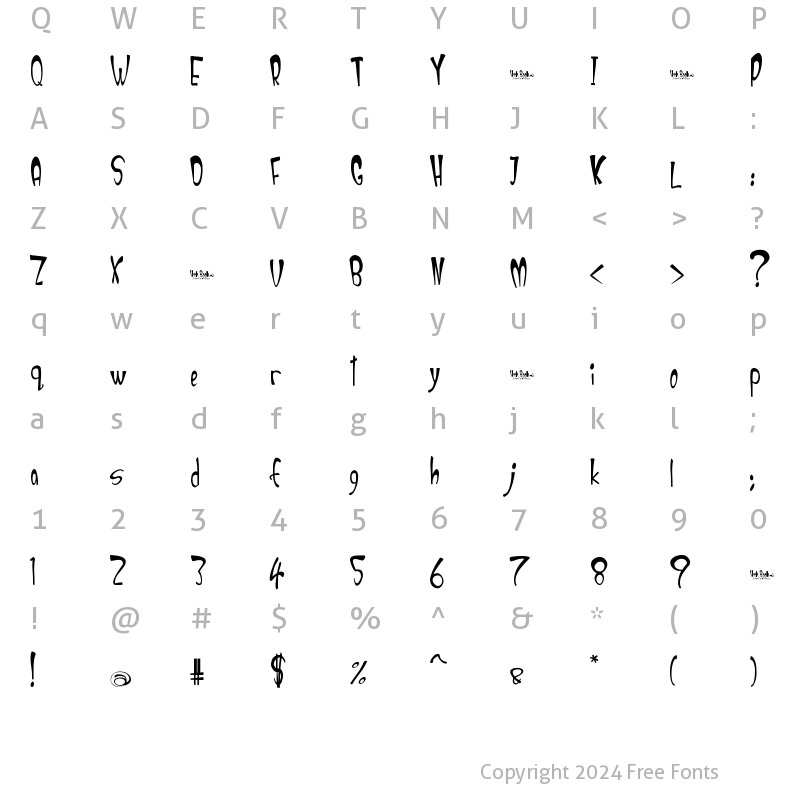 Character Map of Hoola boola Regular