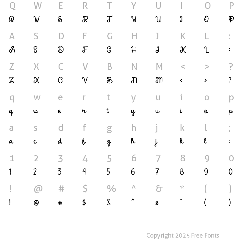 Character Map of Hoolegan Script Regular