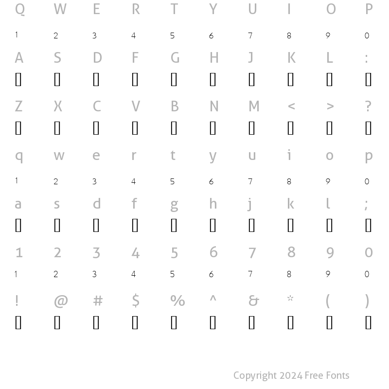 Character Map of HoosickFallsFractions Regular